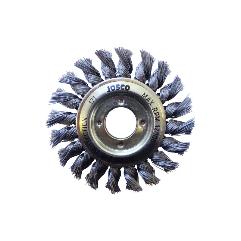 Josco 100mm x 12mm MultiBore Twistknot Wheel Brush 0.35mm Wire Josco