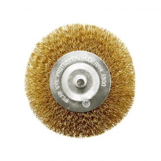 Tomcat 100mm Brass Coated HD Steel Spindle-Mounted Wheel Brush