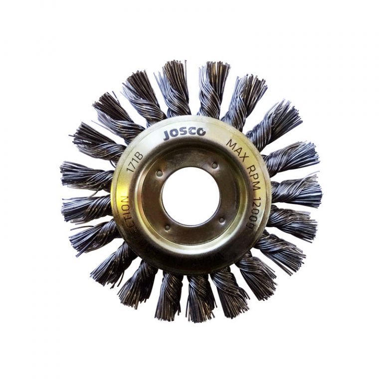 Josco 100mm x 12mm MultiBore Twistknot Wheel Brush 0.50mm Wire Josco