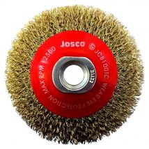 Josco 100mm Brass Coated Tyre Cord Steel Crimped Bevel Brush