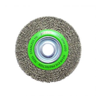 150mm x 25mm Stainless Steel Multi-Bore Crimped Wheel Brush