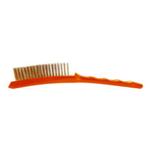 Picture of the Josco Long Plastic Handle Hand Brush with Brass Wire, the handle is orange
